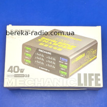Зарядний пристрій 220V Mechanic F-Power 6, 40W з цифровою індикацією, вихід 6 гн. USB