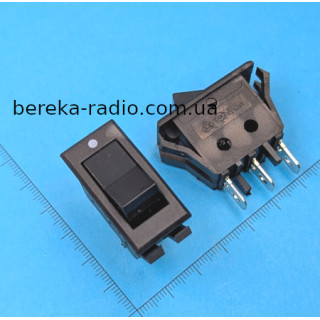 Перемикач клавішний Daier KCD3-2-102V, ON-ON, 3pin, 15A/250VAC, чорний