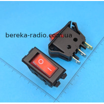 Перемикач клавішний Daier KCD3-2-101NC, ON-OFF, 3pin, 6A/250VAC, червоний з підсвіткою