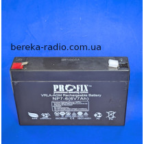 Акумулятор 6.0V 7.0Ah ProFix VRLA-AGM, NP7-6