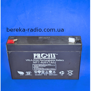 Акумулятор 6.0V 7.0Ah ProFix VRLA-AGM, NP7-6