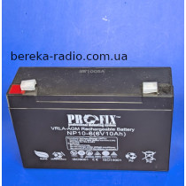 Акумулятор 6.0V 10.0Ah ProFix VRLA-AGM, NP10-6