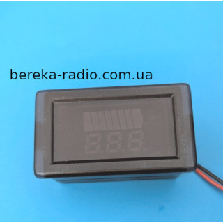 Вольтметр-індикатор заряду акумулятора 12-60V вологозахисний, LED інд. 0.28``, червоний
