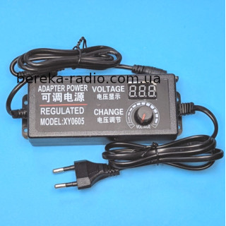 Блок живлення з регулюванням напруги 3-24V/3A, 5.5x2.5, з вольтметром, model  XY0605