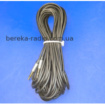 Шнур AUX mini шт. 3.5mm стерео- шт. 3.5mm стерео, gold, діаметр 3mm, 10m, чорний