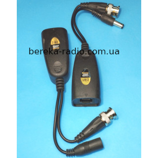 Передавач-приймач аудіо-відео сигналу PE-308 + живлення, по витій парі, 5MP