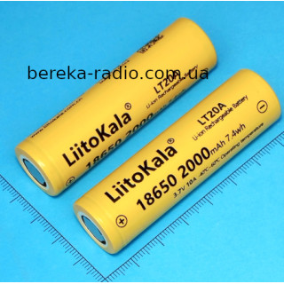 Акумулятор 3.7V, 2000mAh, 18650, LitoKala LT20A, високострумовий, оригінал
