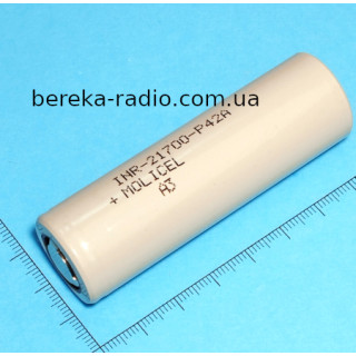 Акумулятор 3.7V, 4200mAh, 21700-P42A, Li-ion, Molicel, 30A