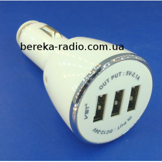 Автомобільне зарядне VST-707, 3 USB