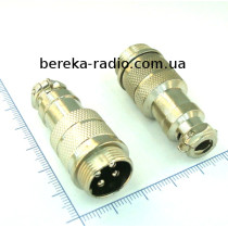 Роз`єм MIC 344, штекер на кабель 4 pin, діаметр 16 mm, металевий корпус