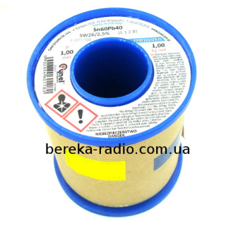 Припій 1.0mm 1000g Cynel (бухта) (0107-1000)