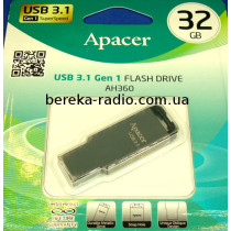 USB Flash 32GB Apacer AH360, USB 3.1 Ashy