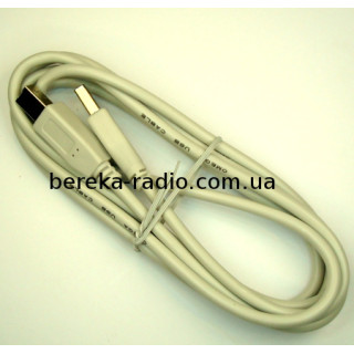 Шнур шт. USB A - шт.USB B, Vers.-2.0, діаметр 4.5mm, 1.8m, сірий