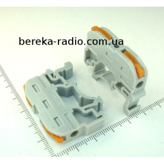 Багаторазова клема PCT-211на DIN рейку з важелями на 2 контакти (R411, 121gray)