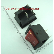 Перемикач клавішний IRS-201-1A ON-OFF широкий, червоний з підсвітко, 4 pin, 15A/250VACю